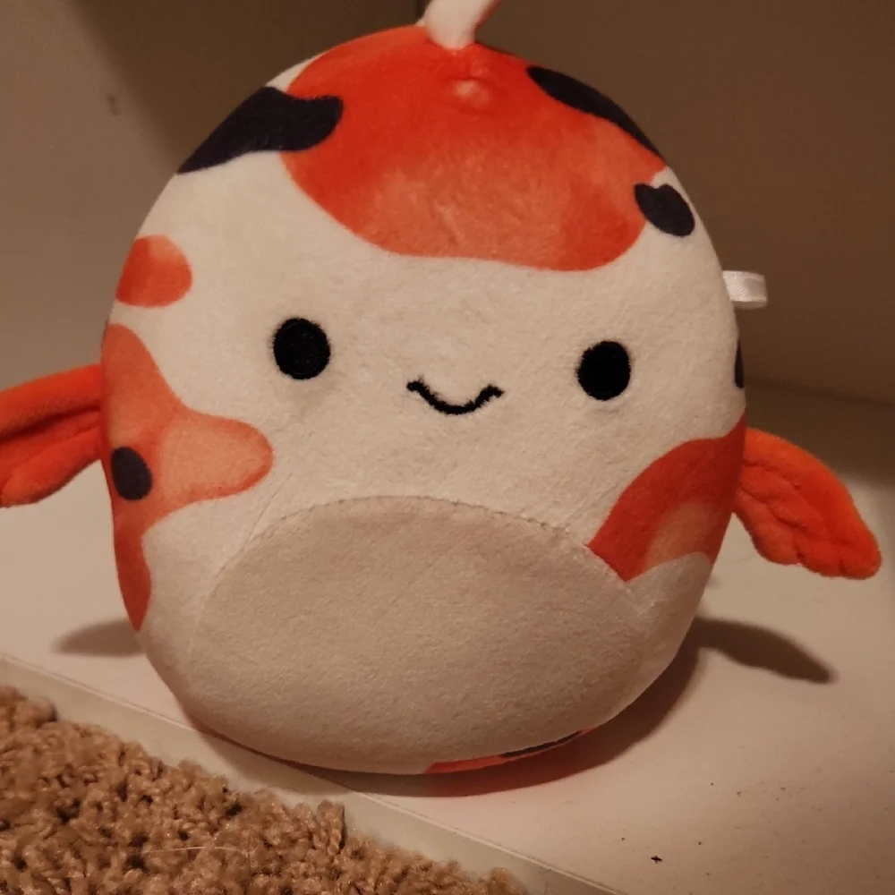 Squishmellow Cute Small Orange and White Koi Fish Plush Toy - Picture 1 of 7